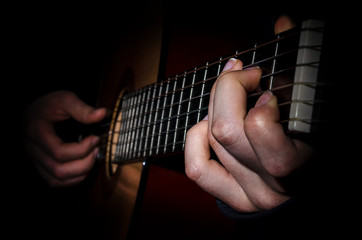 guitar acoustics hand fingers