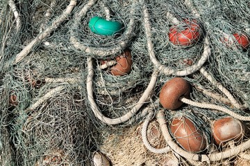 Fishing nets background in the port