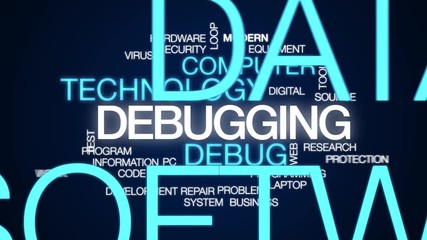 Wall Mural - debugging word cloud. kinetic typography.