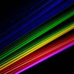 Poster - Abstract background with rainbow lines on black