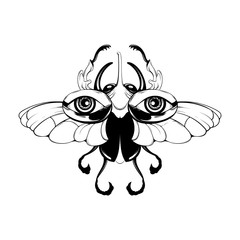 Wall Mural - Vector hand drawn illustration of beetle with wings isolated.
