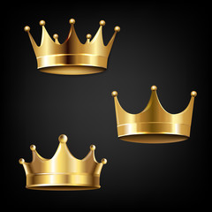 Wall Mural - Crown Set Isolated Black Background