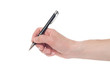 © Object Studio - Hand holding black pen isolated on white background.