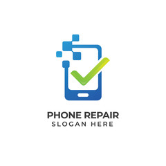 Poster - mobile phone repair logo template. phone service icon symbol