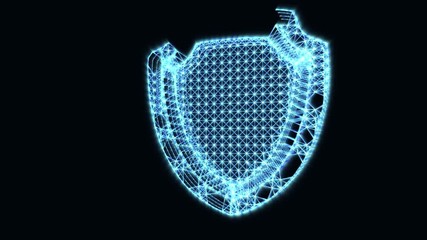 Wall Mural - The appearance of a sign of protection. Digital Internet security icon. Animation of an abstract idea. A glowing symbol on a dark background