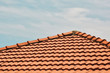 © EVGENII - tile roof on the background of the bare sky. copy space for your text