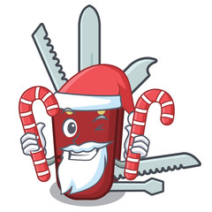 Sticker - Santa with candy penknife in the a cartoon bag