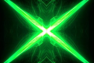Wall Mural - green circular wave glow. kaleidoscope lighting effect.