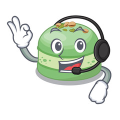 Poster - With headphone pistachio cake in the mascot shape