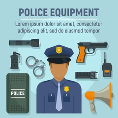 Sticker - Police officer equipment concept background. Flat illustration of police officer equipment vector concept background for web design