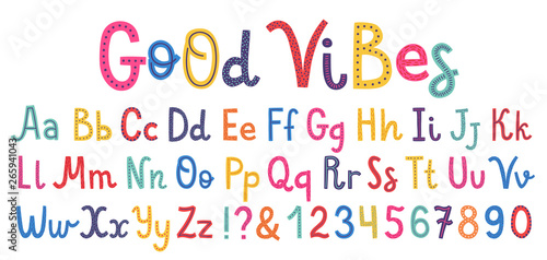 Cuadros en Lienzo Uppercase and lowcase cute alphabet font.