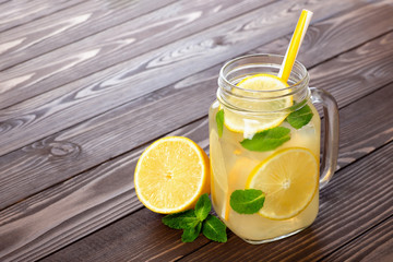 Canvas Print - lemonade in mason jar