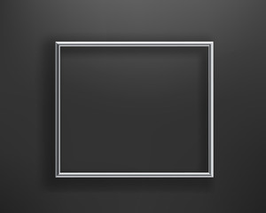 Poster - Silver shining frame on black wall. Vector illustration. Horizontal composition