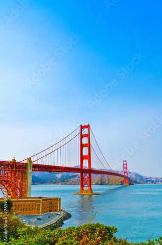 View of Golden Gate Bridge in San Francisco on a sunny day. © Javen