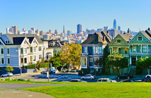 View Of The City Center Of San Francisco On A Sunny Day.