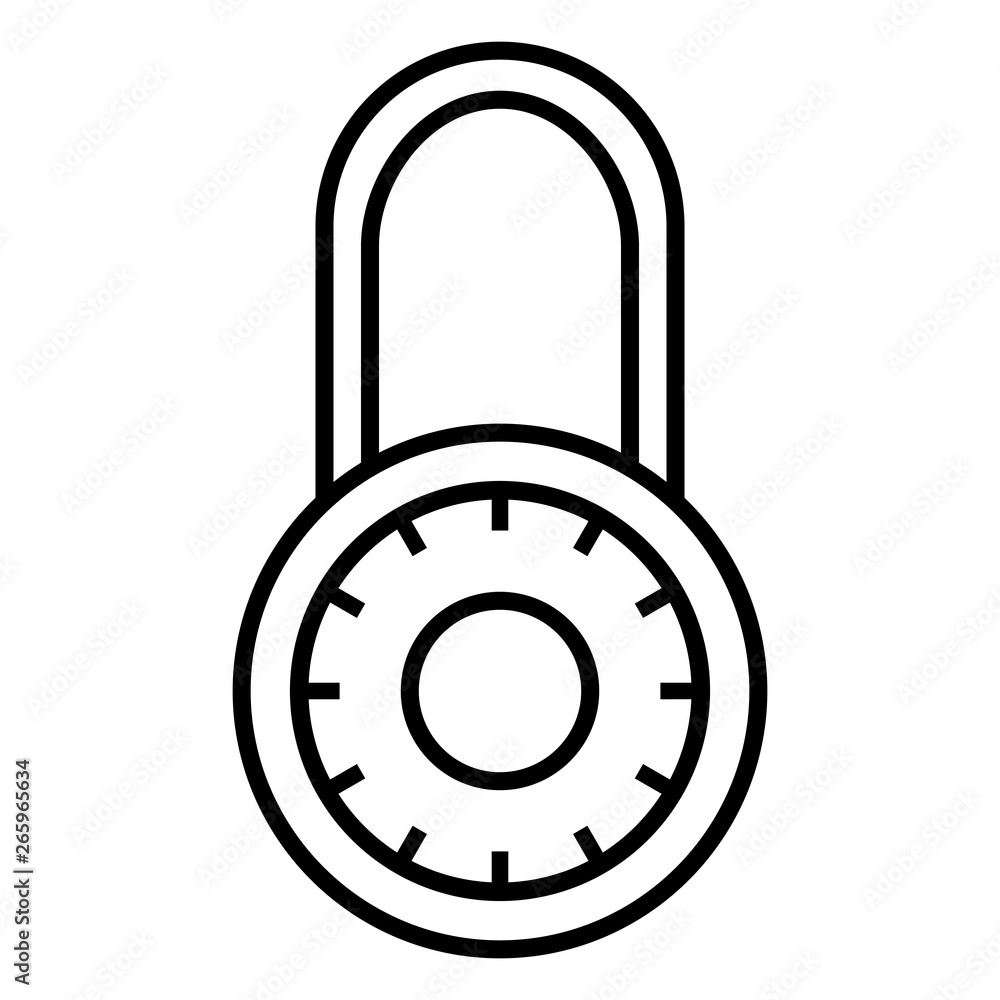 Vector Black Outline Icon - Combination Padlock Stock Vector | Adobe Stock