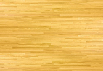 Hardwood maple basketball court floor viewed from above.