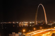 Night view of Gateway Arch in St. Louis Missouri 