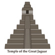 Architectural building. Countries of the world, architecture, monuments, landmark. Pyramid - the Temple of the Great Jaguar, in Cuba. Vector illustration.