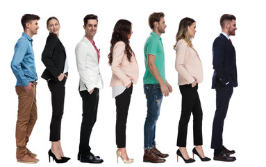 Canvas Print - smart casual people waiting in line