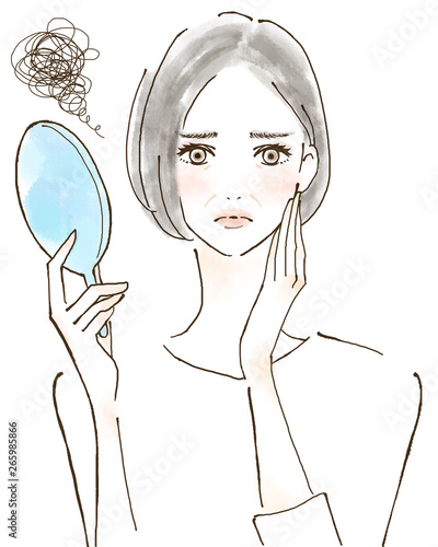 ほうれい線 シワ 紫外線トラブル 日焼けを気にする女性 美容 肌 Stock イラスト Adobe Stock