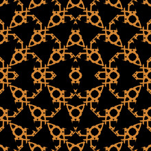 Orange Black Art Deco Geometric Fractal Pattern Ready For Print