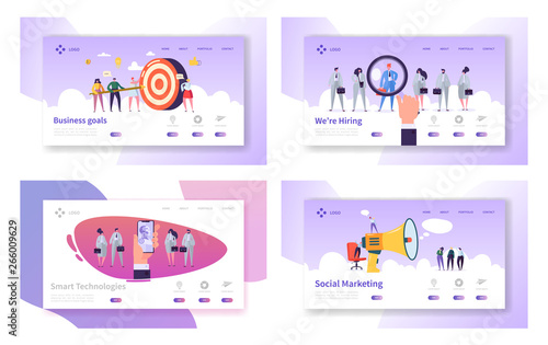 Fotomural Business Goals, Smart Technologies, Hiring, Social Marketing Website Landing Page Templates Set