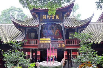 Shangqinggong Temple on top of Mount Qingcheng (Qing Cheng Shan) in the city of Dujiangyan, Sichuan Province, China. Mount Qingcheng is UNESCO World Heritage Site since 2000.