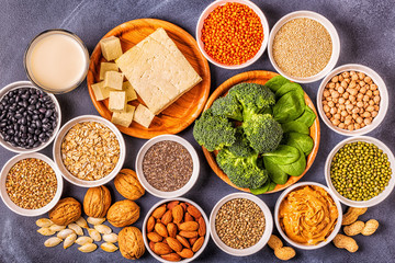 Poster - Healthy diet vegan food, veggie protein sources.