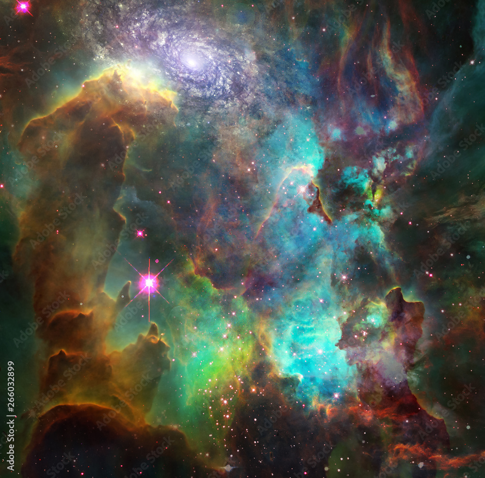 Vivid nebula and galaxy - obrazy, fototapety, plakaty 