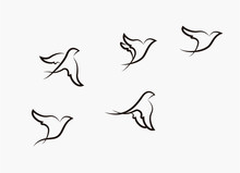 Birds Flying Vector. Stylized Hand Drawn Birds Illustration.