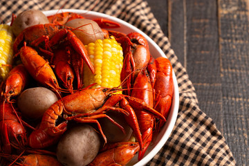 A Crawfish Boil with Corn on the Cob and Potatoes