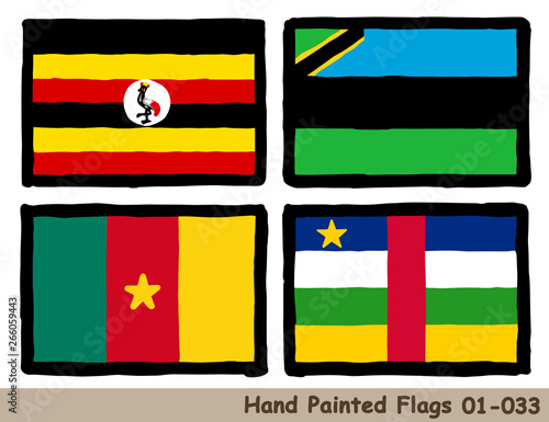 手描きの旗アイコン ウガンダの国旗 ザンジバルの国旗 カメルーンの国旗 中央アフリカの国旗 Flag Of The Uganda Zanzibar Cameroon Central African Republic Hand Drawn Isolated Vector Icon Buy This Stock Vector And Explore Similar Vectors At Adobe Stock