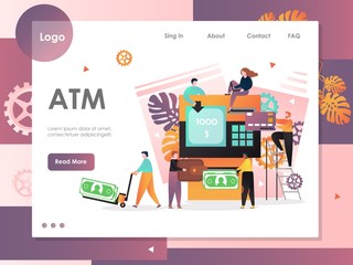 Wall Mural - Atm vector website landing page design template