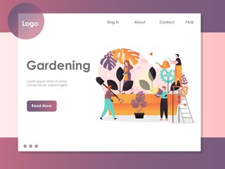 Wall Mural - gardening vector website landing page design template