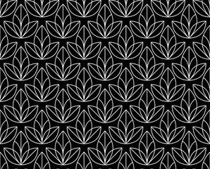 Flower geometric pattern. Seamless vector background. Black and white ornament. Ornament for fabric, wallpaper, packaging. Decorative print