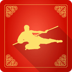 Traditional Chinese Kung Fu Master Icon, Flat Design