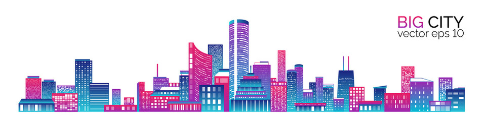 Sticker - City scape with colorful various buildings