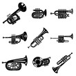 Trumpet icons set. Simple set of trumpet vector icons for web design on white background