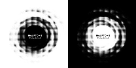 Wall Mural - halftone circle dotted frame circularly distributed set. abstract dots logo emblem design element. r