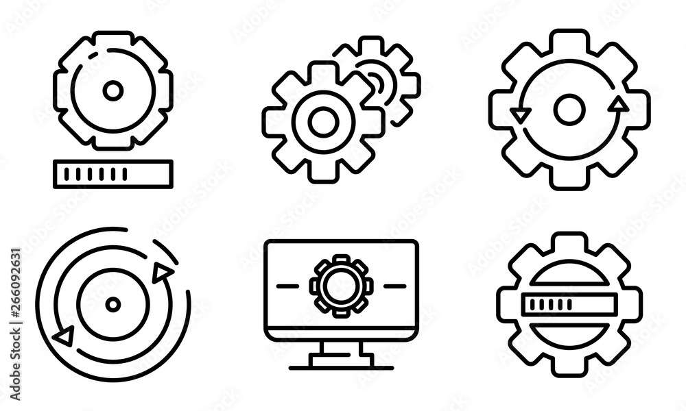 System update icons set. Outline set of system update vector icons for web design isolated on white background - obrazy, fototapety, plakaty 