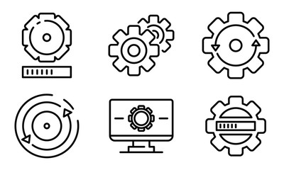 Poster - System update icons set. Outline set of system update vector icons for web design isolated on white background