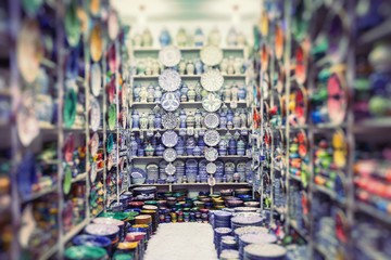 Wall Mural - Colorful souvenirs for sale on the street in a shop in Morocco.