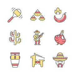 Wall Mural - Mexican color icons set