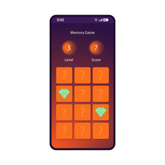 Memory game smartphone interface vector template