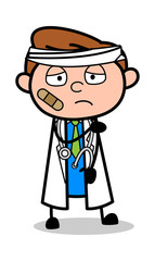 Wall Mural - Injured and Accidental- Professional Cartoon Doctor Vector Illustration