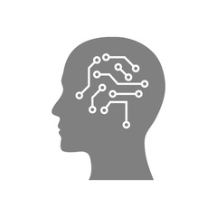 Sticker - digital human head, brain, technology, head, memory, creative technology mind, artificial intelligence icon