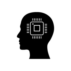 Sticker - digital human head, brain, technology, head, memory, creative technology mind, artificial intelligence icon