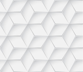 Abstract white geometric 3d texture background.  Seamless texture.  Hexagon pattern.