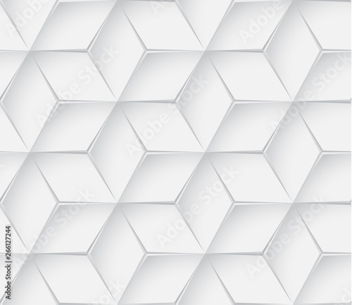 Plakat na zamówienie Abstract white geometric 3d texture background. Seamless texture. Hexagon pattern.